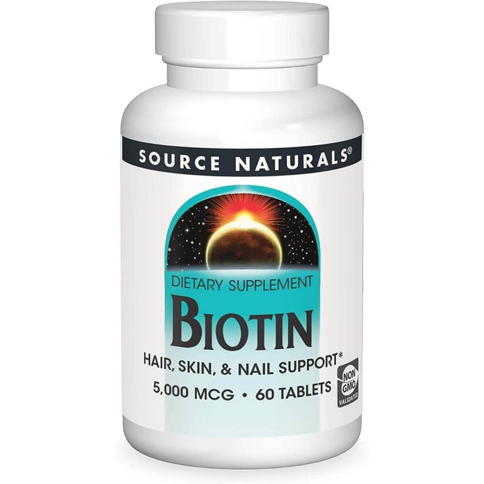 Source Naturals Biotin 5,000mcg 60 Tablets - Energy & Vitality at MySupplementShop by Source Naturals