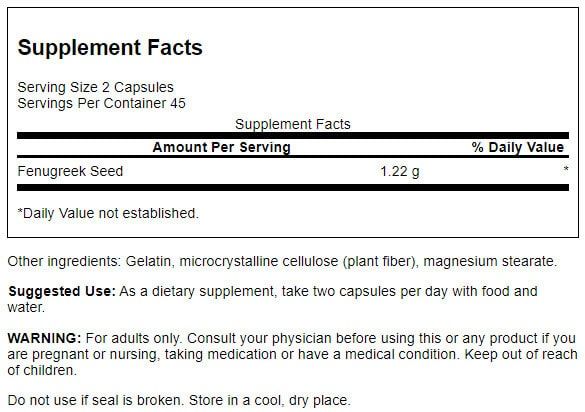 Swanson Fenugreek Seed 610mg 90 Capsules at MySupplementShop.co.uk