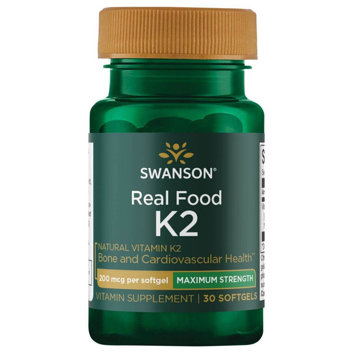 Swanson Maximum Strength, Real Food Vitamin K2, 200mcg 30 Softgels - Vitamins & Minerals at MySupplementShop by Swanson