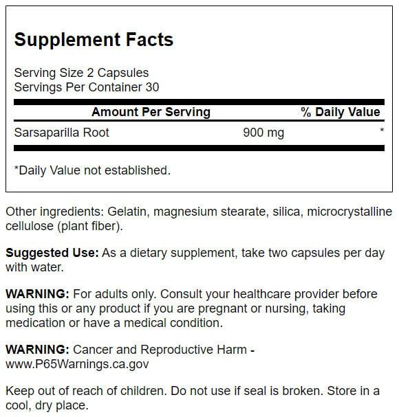 Swanson Sarsaparilla Root 450 mg 60 Capsules at MySupplementShop.co.uk