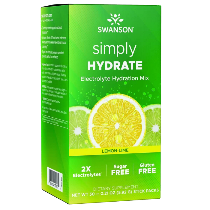 Swanson Simply HYDRATE Electrolyte Hydration Mix (Lemon-Lime) 30 Packets