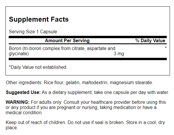 Swanson Triple Boron Complex 3 mg 250 Capsules at MySupplementShop.co.uk