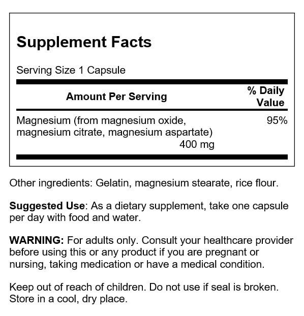 Swanson Triple Magnesium Complex 400mg 300 Capsules at MySupplementShop.co.uk