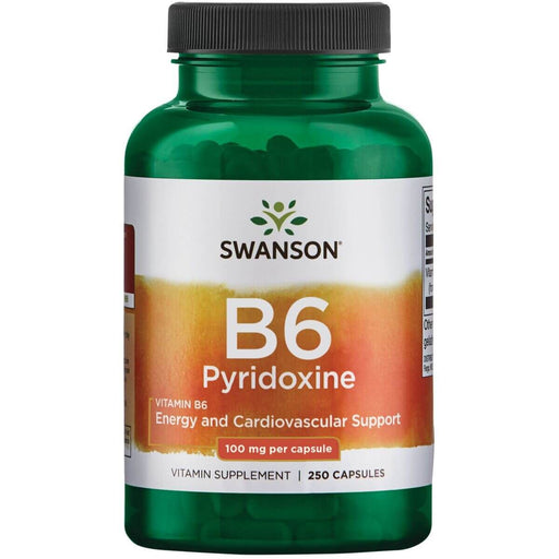 Swanson Vitamin B-6 Pyridoxine 100 mg 250 Capsules | Premium Supplements at MYSUPPLEMENTSHOP