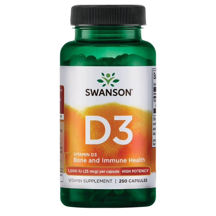 Swanson Vitamin D3 High Potency 1,000 IU (25 mcg) 250 Capsules