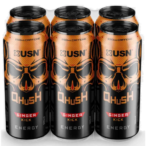 USN Qhush Energy - Ginger Kick 6 x 500ml | Premium Sports Drink at MYSUPPLEMENTSHOP.co.uk