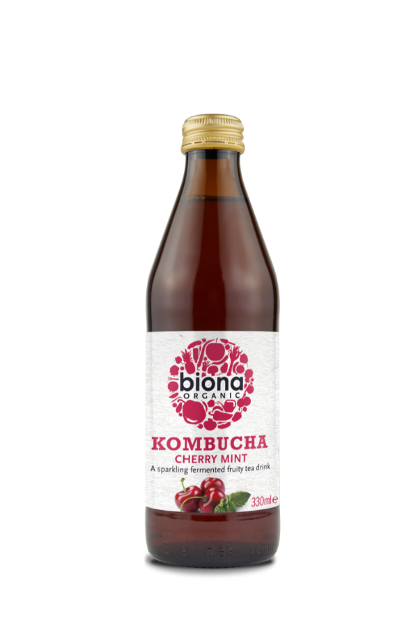 Biona Organic Kombucha Sour Cherry Mint 330ml | High-Quality Health Foods | MySupplementShop.co.uk