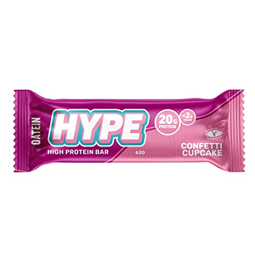 Oatein Hype Low Sugar Protein Bar 12 x 62g Confetti Cupcake | High-Quality Sports Nutrition | MySupplementShop.co.uk