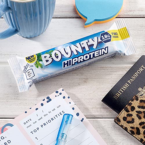 Bounty Hi Protein Bar (12 x 52g) High Protein Energy Snack with Milk Chocolate and Coconut 18g Protein | High-Quality Protein Bars | MySupplementShop.co.uk