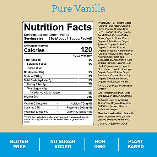 Amazing Grass Protein Superfood Pure Vanilla 341g | High-Quality Sports Nutrition | MySupplementShop.co.uk