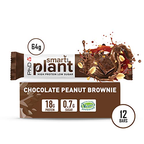 PhD Smart Bar Plant Vegan Protein bar Chocolate Peanut Brownie-12 Bars | High-Quality Protein Bars | MySupplementShop.co.uk