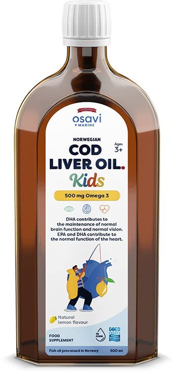 Osavi Norwegian Cod Liver Oil Kids, 500mg Omega 3 (Lemon) - 500 ml. - Omega-3 at MySupplementShop by Osavi