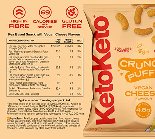 Keto Crunch Puffs - Low Carb, Vegan, Gluten Free, 10 x 80g - Health Foods at MySupplementShop by Keto Keto