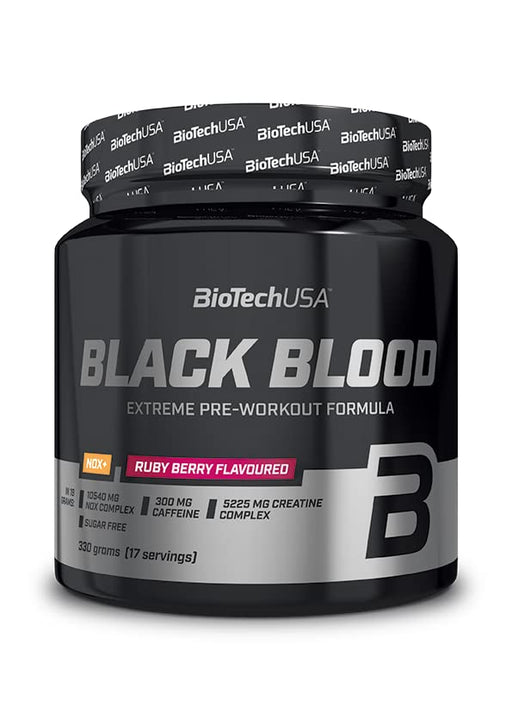 BioTechUSA Black Blood NOX+, Ruby Berry - 330 grams | High-Quality Nitric Oxide Boosters | MySupplementShop.co.uk