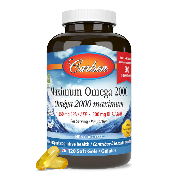 Carlson Labs Maximum Omega 2000 - 90 + 30 softgels | High-Quality Omega-3 | MySupplementShop.co.uk