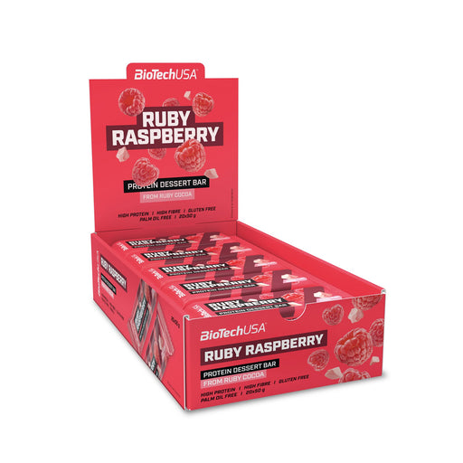 BioTechUSA Protein Dessert Bar, Ruby Raspberry - 20 x 50g | High-Quality Protein Bars | MySupplementShop.co.uk