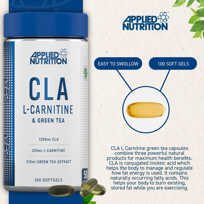 Applied Nutrition CLA L-Carnitine & Green Tea - 100 softgels | High-Quality Slimming and Weight Management | MySupplementShop.co.uk