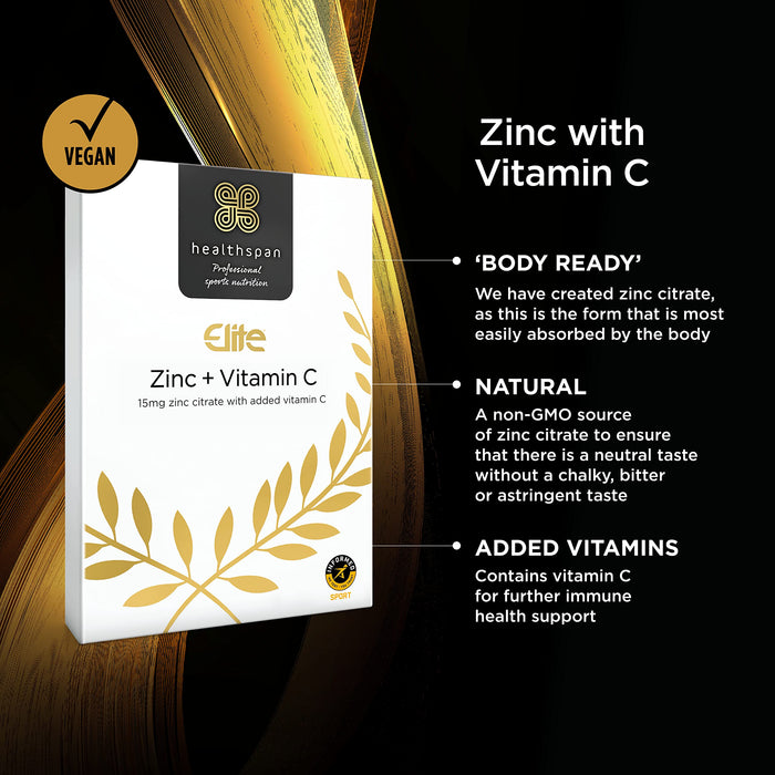 Healthspan Elite Zinc + Vitamin C - 180 tabs | High-Quality Zinc | MySupplementShop.co.uk