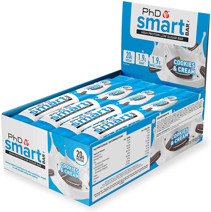 PhD Nutrition Smart Bar 12 x 64g | High-Quality Sports Nutrition | MySupplementShop.co.uk