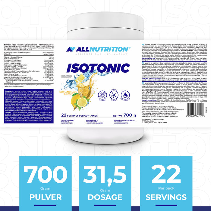 Allnutrition Isotonic, Iced Lemonade - 700 grams - Vitamins & Minerals at MySupplementShop by Allnutrition