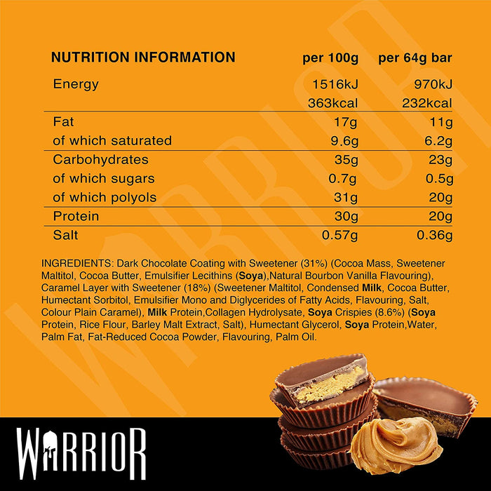 Warrior CRUNCH High Protein Bars 12 x 64g | High-Quality Nutrition Bars | MySupplementShop.co.uk