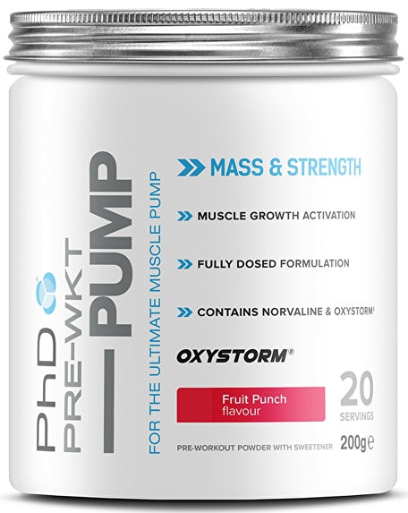 PhD Pre Workout Pump, Fruit Punch - 200 grams | High-Quality Nitric Oxide Boosters | MySupplementShop.co.uk