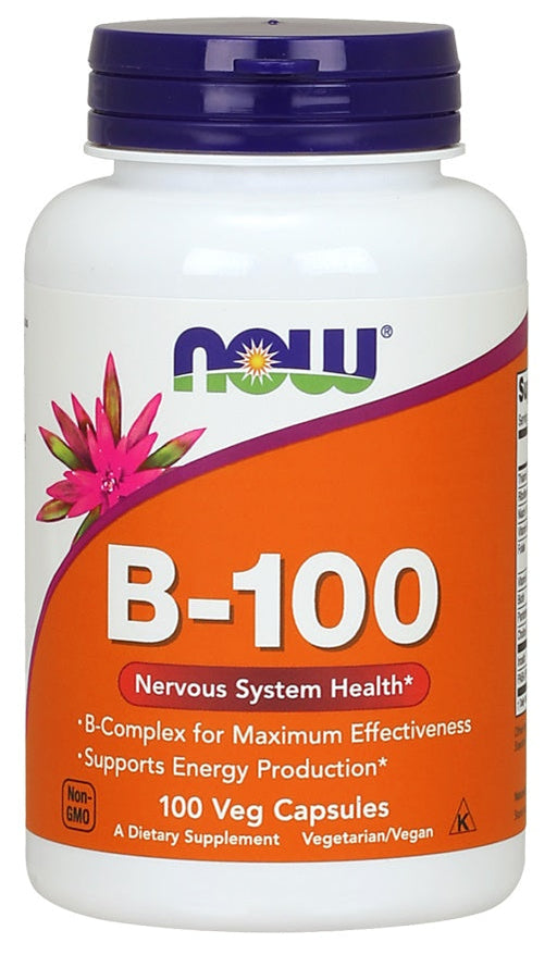 NOW Foods Vitamin B-100 - 100 vcaps | High-Quality Vitamins & Minerals | MySupplementShop.co.uk