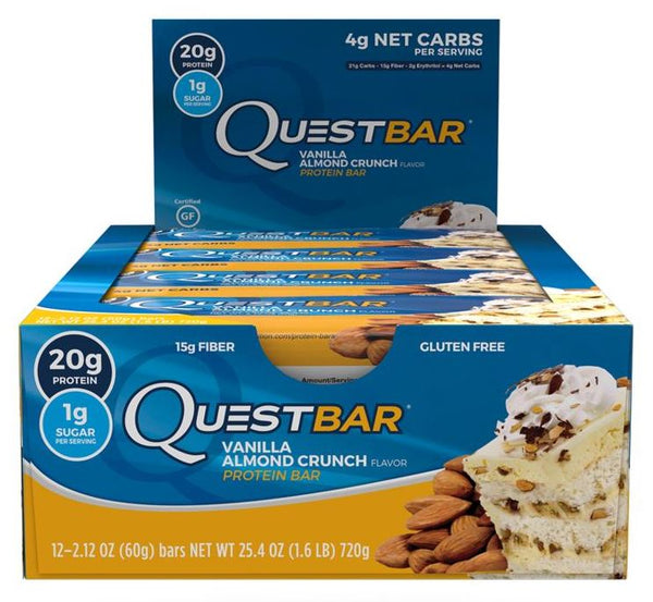 Quest Bar, Vanilla Almond Crunch - 12 bars | High-Quality Protein Bars | MySupplementShop.co.uk