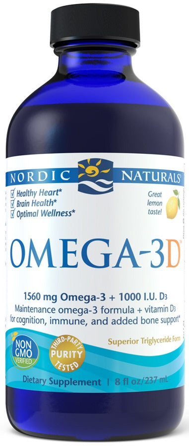 Nordic Naturals Omega-3D, 1560mg Lemon - 237 ml. | High-Quality Omega 3-6-9 | MySupplementShop.co.uk