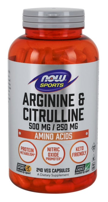 NOW Foods Arginine & Citrulline - 240 vcaps - Amino Acids and BCAAs at MySupplementShop by NOW Foods