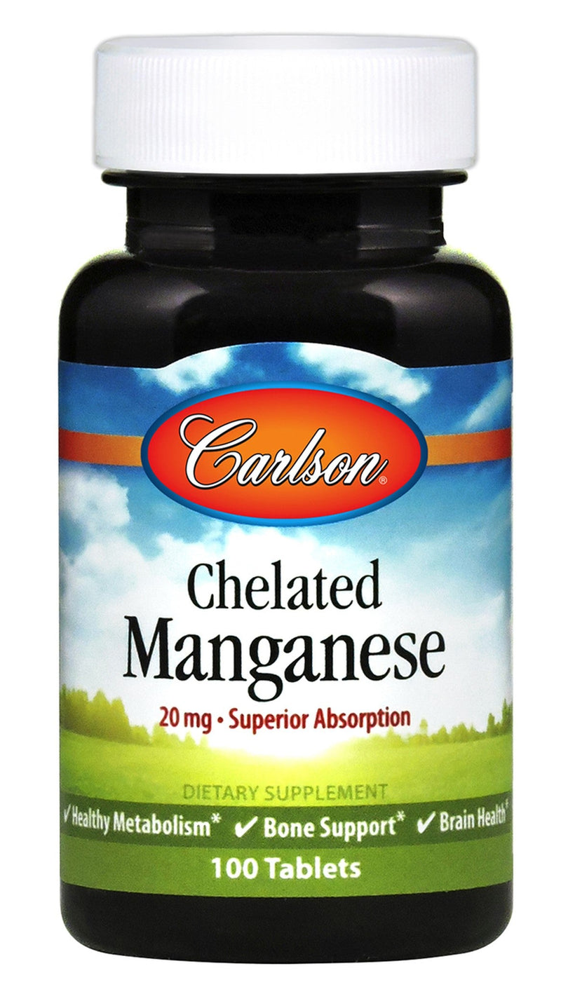 Carlson Labs Chelated Manganese, 20mg - 100 tabs - Vitamins &amp; Minerals at MySupplementShop by Carlson Labs