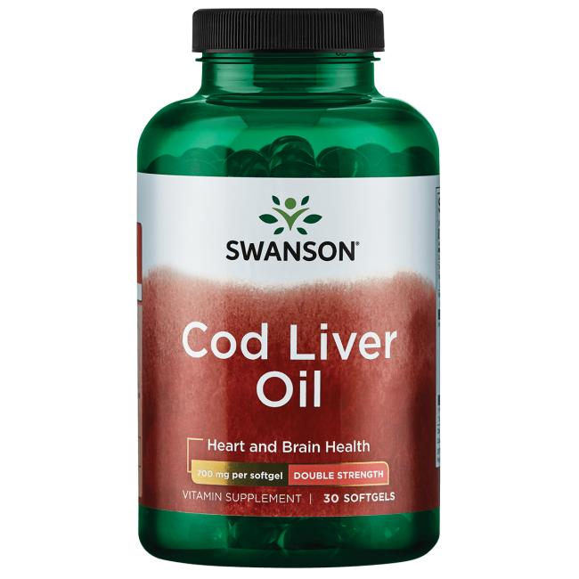 Swanson Cod Liver Oil, 700mg Double-Strength - 30 softgels - Health and Wellbeing at MySupplementShop by Swanson