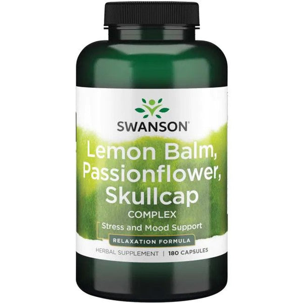 Swanson Lemon Balm, Passionflower, Skullcap Complex - 180 caps | High-Quality Sports Supplements | MySupplementShop.co.uk