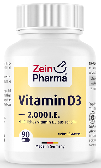 Zein Pharma Vitamin D3, 2000IU - 90 caps | High Quality Minerals and Vitamins Supplements at MYSUPPLEMENTSHOP.co.uk