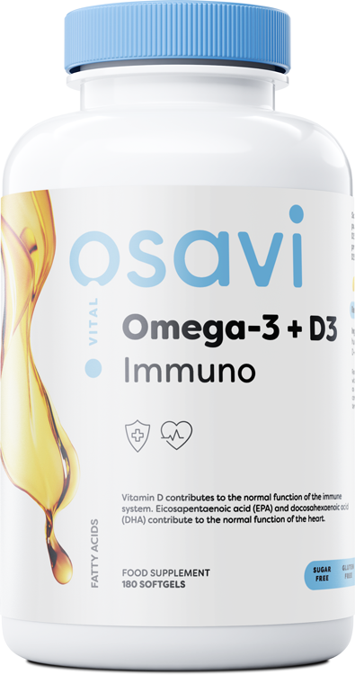 Osavi Omega-3 + D3 Immuno, Lemon - 180 softgels | High-Quality Omega-3 | MySupplementShop.co.uk