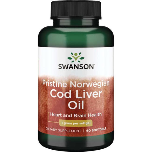 Swanson Pristine Norwegian Cod Liver Oil, 1000mg - 60 softgels | High-Quality Omegas, EFAs, CLA, Oils | MySupplementShop.co.uk