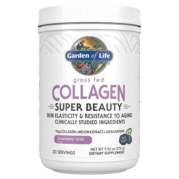 Garden of Life Grass Fed Collagen Super Beauty, Blueberry Acai - 270g | High-Quality Hair and Nails | MySupplementShop.co.uk