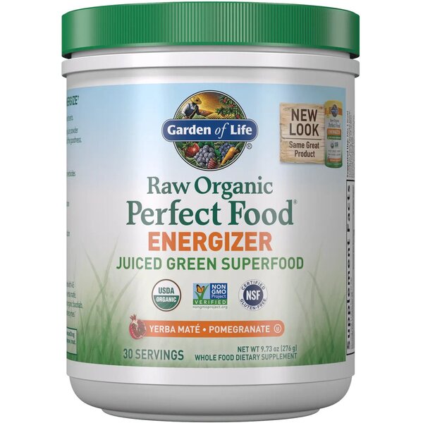 Garden of Life Raw Organic Perfect Food Energizer, Yerba Mate & Pomegranate - 276g | High-Quality Health and Wellbeing | MySupplementShop.co.uk