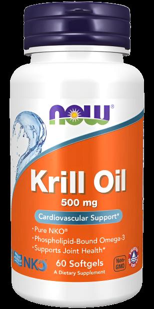 NOW Foods Krill Oil, 500mg - 60 softgels | High-Quality Joint Support | MySupplementShop.co.uk