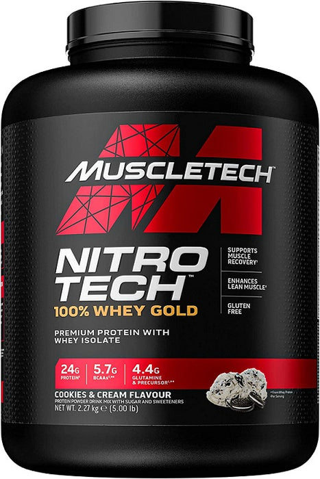 MuscleTech Nitro-Tech 100% Whey Gold, Cookies & Cream - 2270 grams (EAN 631656256352) - Default Title - Protein at MySupplementShop by MuscleTech