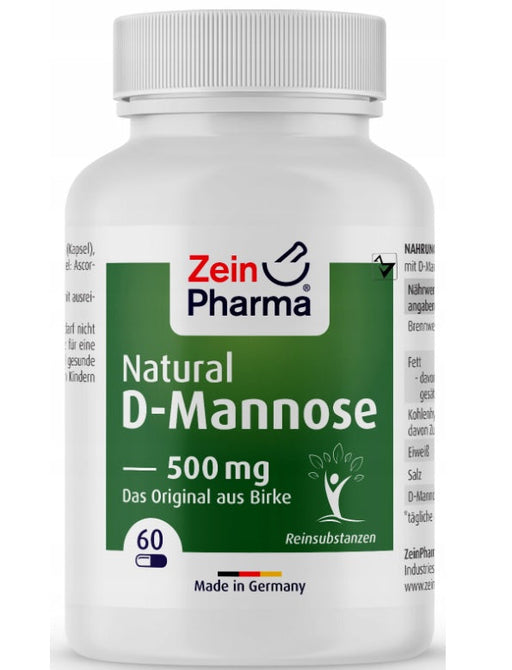 Zein Pharma Natural D-Mannose, 500mg - 60 caps | High-Quality Vinegar Capsules | MySupplementShop.co.uk