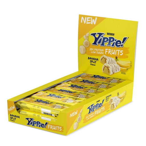 Weider Yippie! Bars, Banana Split - 12 bars (45 grams) | High-Quality Protein Bars | MySupplementShop.co.uk