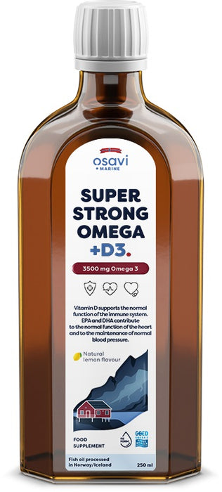 Osavi Super Strong Omega + D3 3500mg Omega 3 (Lemon)  250 ml. - Omegas, EFAs, CLA, Oils at MySupplementShop by Osavi