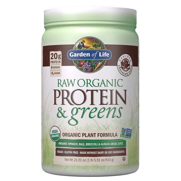 Garden of Life Raw Organic Protein & Greens, Chocolate - 610g | High-Quality Protein | MySupplementShop.co.uk